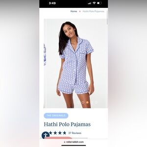 Roller Rabbit Hathi Polo Pajamas. Elephants in short sleeves and shorts. Size M